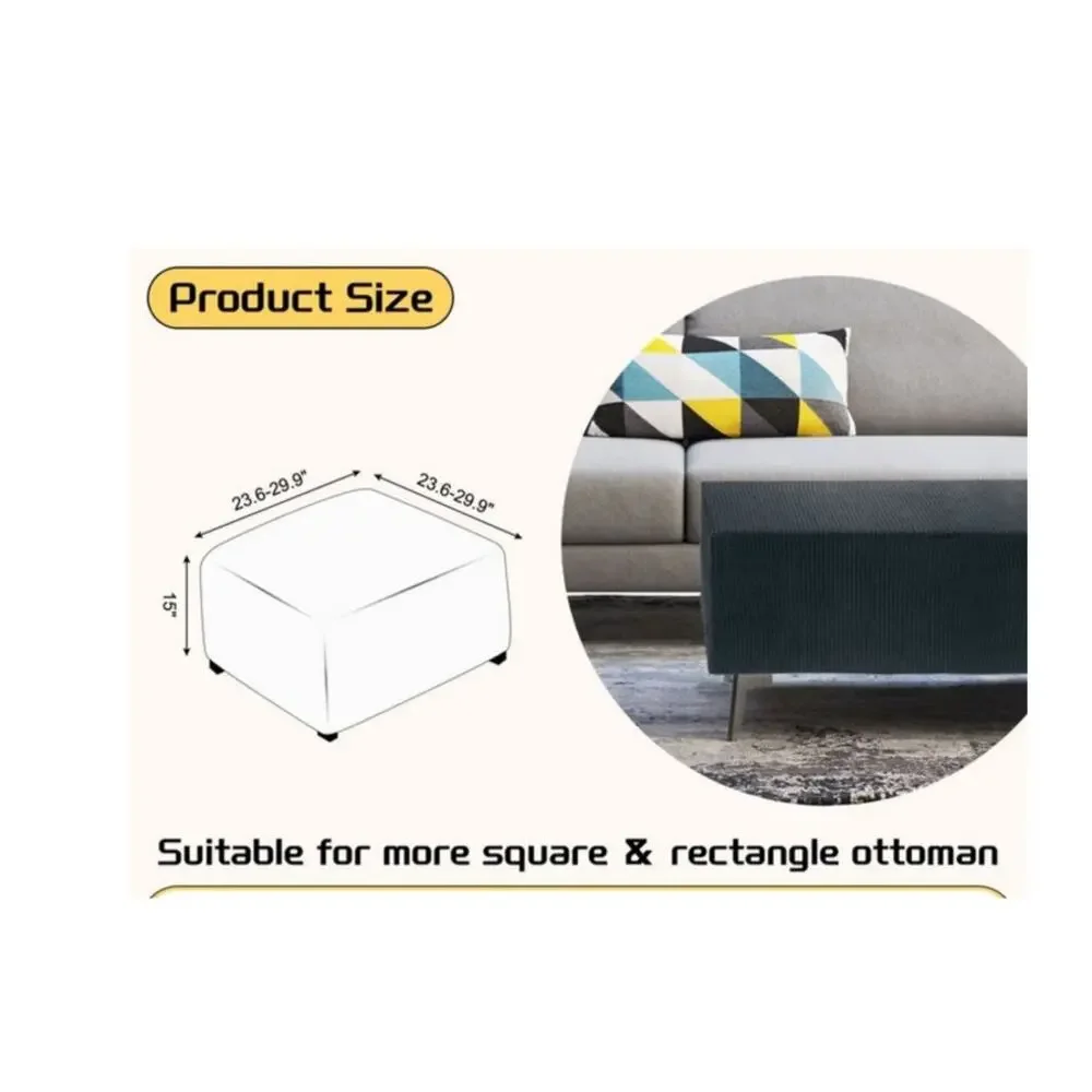 Square Jacquard Ottoman Slip Cover Medium Size